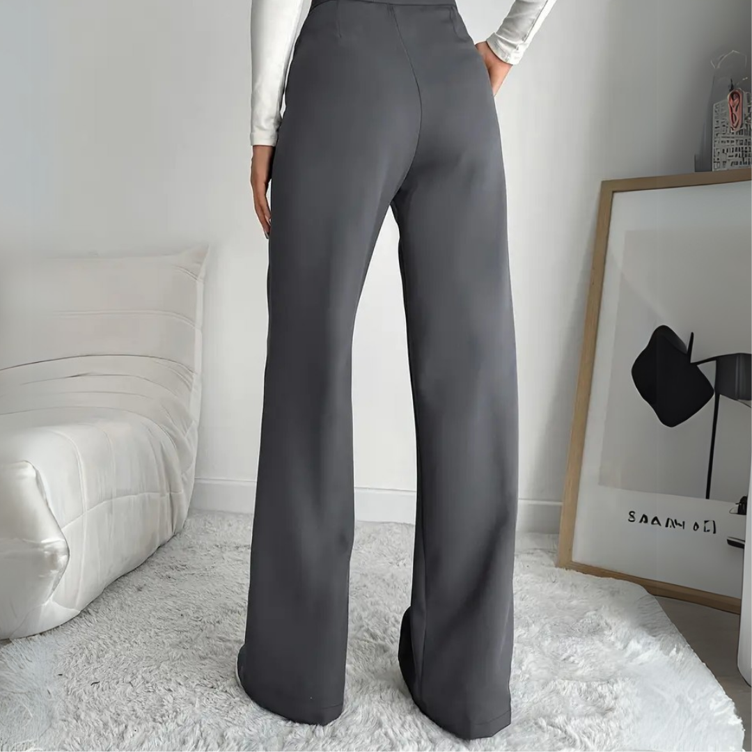 ANDREA | DONKERGRIJZE WIJDE BROEK