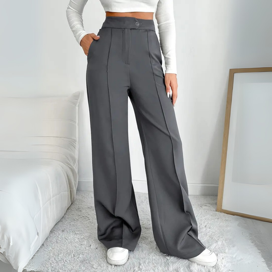 ANDREA | DONKERGRIJZE WIJDE BROEK