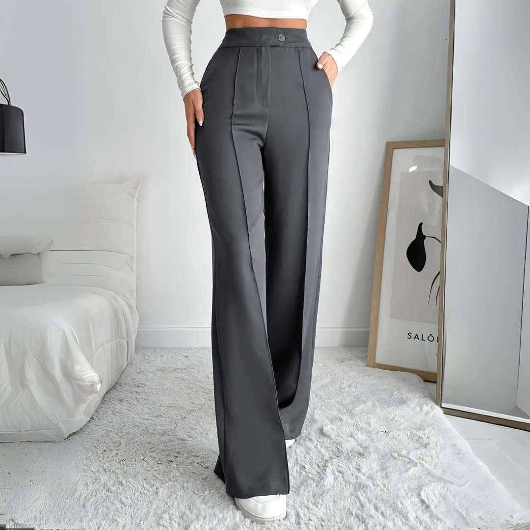 ANDREA | DONKERGRIJZE WIJDE BROEK