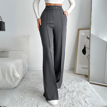 ANDREA | DONKERGRIJZE WIJDE BROEK